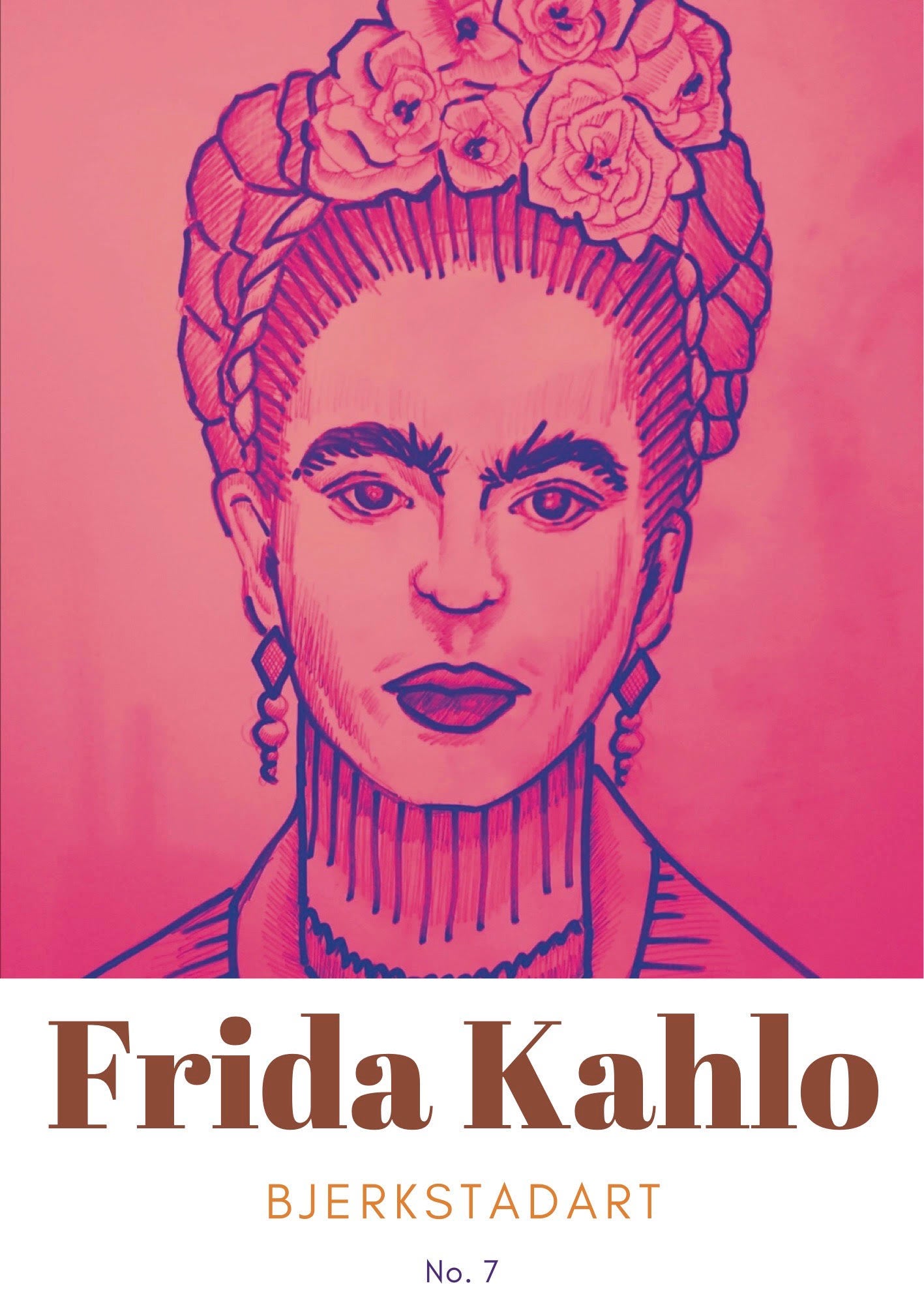 Frida Kahlo Pink - Bjerkstad Art